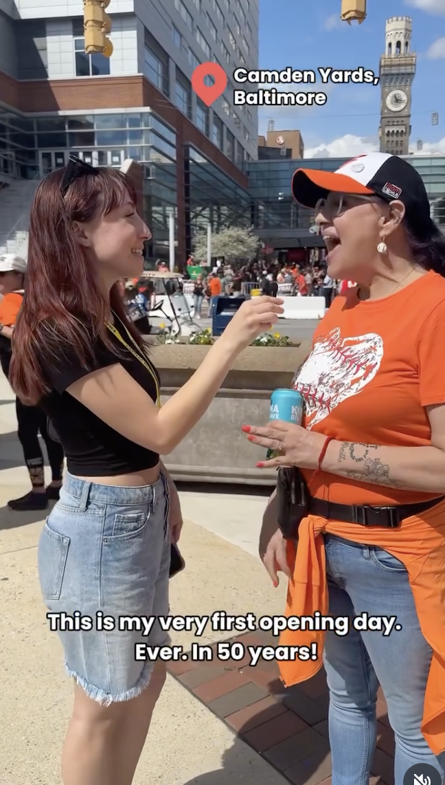 Caroline interviews an Orioles fan